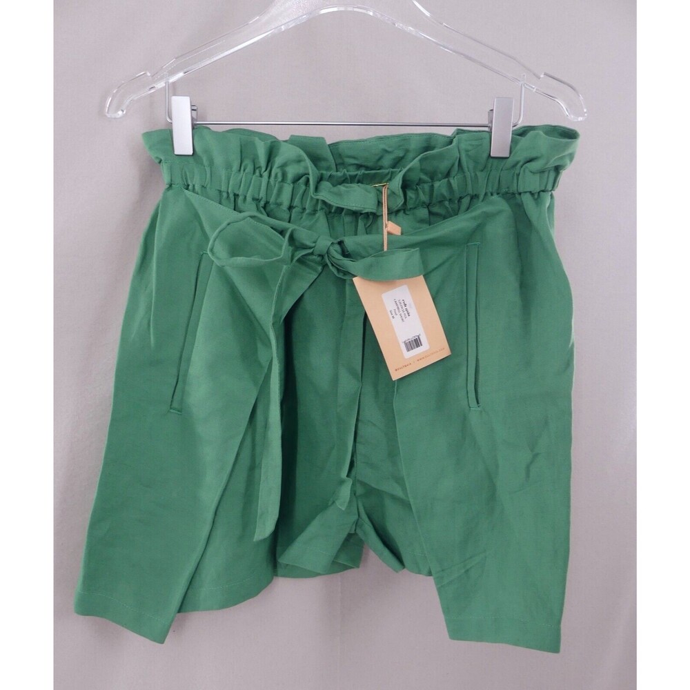Cult Gaia Medium Shorts Linen Campbell Tie Front Women’s Pool Green NWT